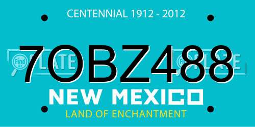 7OBZ488 New Mexico License Plate