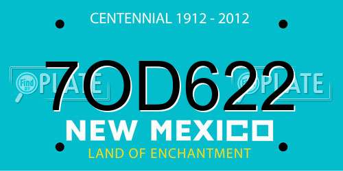 7OD622 New Mexico License Plate
