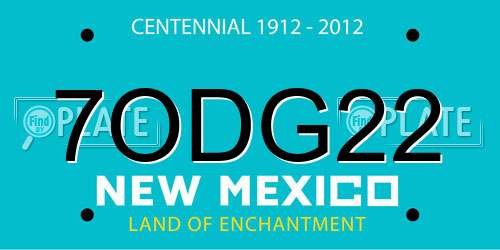 7ODG22 New Mexico License Plate