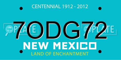 7ODG72 New Mexico License Plate