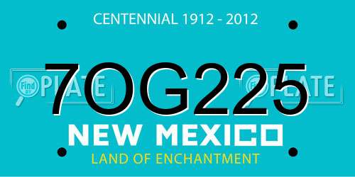 7OG225 New Mexico License Plate