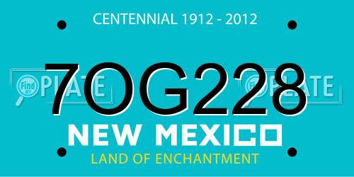 7OG228 New Mexico License Plate