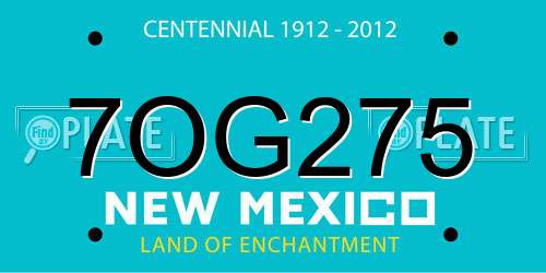 7OG275 New Mexico License Plate