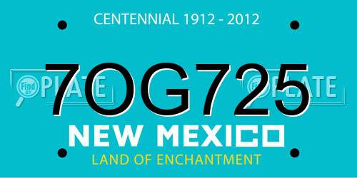 7OG725 New Mexico License Plate