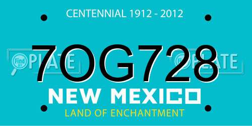 7OG728 New Mexico License Plate