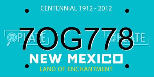 7OG778 New Mexico License Plate