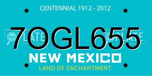 7OGL655 New Mexico License Plate