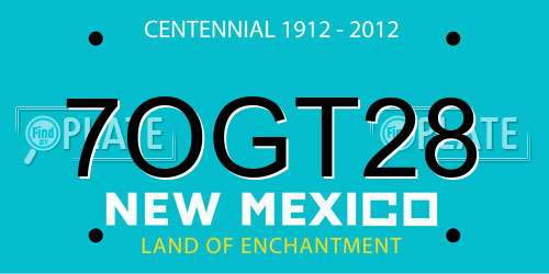 7OGT28 New Mexico License Plate