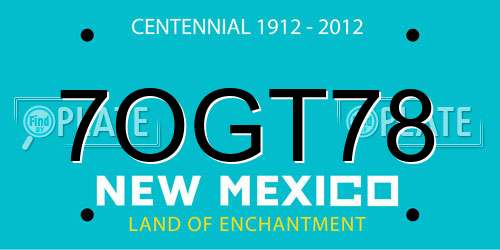 7OGT78 New Mexico License Plate