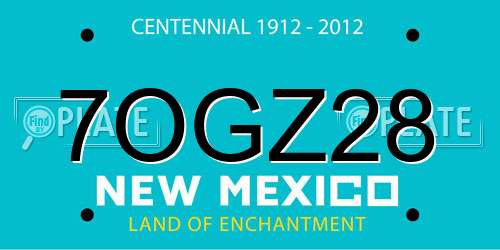 7OGZ28 New Mexico License Plate