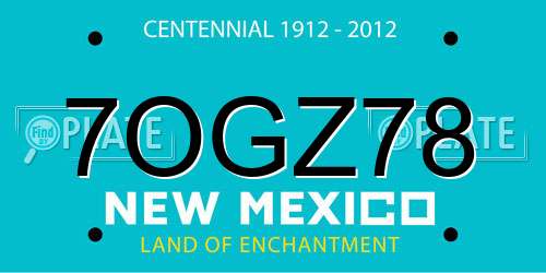 7OGZ78 New Mexico License Plate