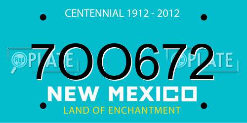 7OO672 New Mexico License Plate