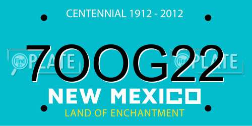 7OOG22 New Mexico License Plate