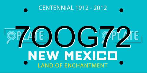 7OOG72 New Mexico License Plate