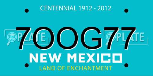 7OOG77 New Mexico License Plate