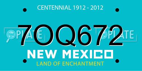 7OQ672 New Mexico License Plate