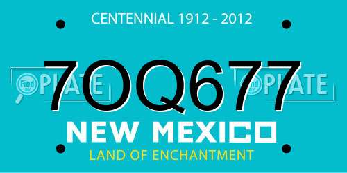 7OQ677 New Mexico License Plate