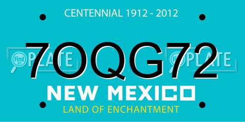 7OQG72 New Mexico License Plate