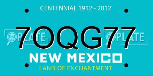 7OQG77 New Mexico License Plate
