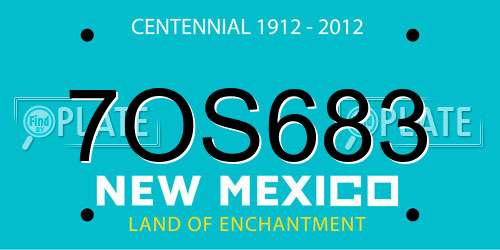 7OS683 New Mexico License Plate