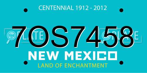 7OS7458 New Mexico License Plate