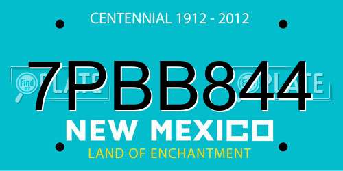 7PBB844 New Mexico License Plate