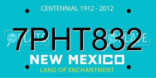 7PHT832 New Mexico License Plate