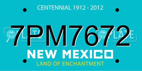 7PM7672 New Mexico License Plate