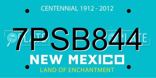 7PSB844 New Mexico License Plate