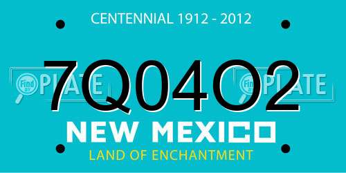 7Q04O2 New Mexico License Plate