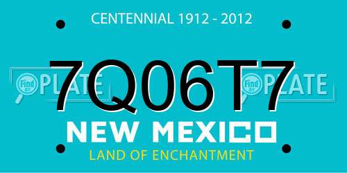 7Q06T7 New Mexico License Plate