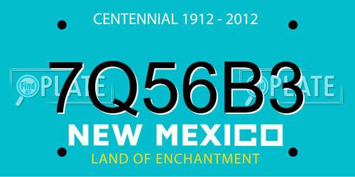 7Q56B3 New Mexico License Plate