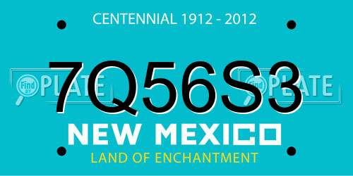 7Q56S3 New Mexico License Plate