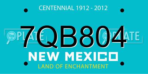 7QB804 New Mexico License Plate