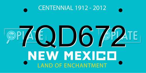 7QD672 New Mexico License Plate