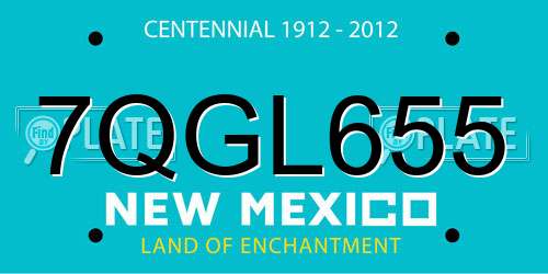 7QGL655 New Mexico License Plate