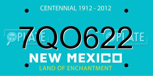 7QO622 New Mexico License Plate