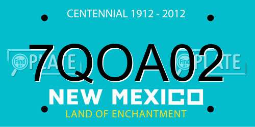 7QOA02 New Mexico License Plate