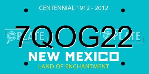 7QOG22 New Mexico License Plate