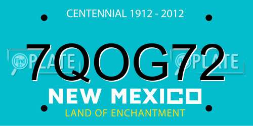 7QOG72 New Mexico License Plate