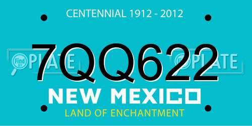 7QQ622 New Mexico License Plate