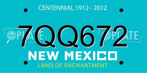 7QQ672 New Mexico License Plate