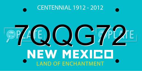 7QQG72 New Mexico License Plate