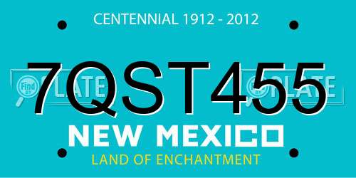 7QST455 New Mexico License Plate