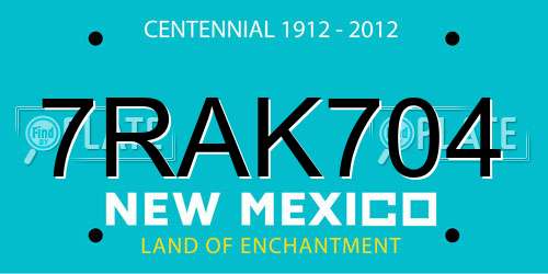 7RAK704 New Mexico License Plate