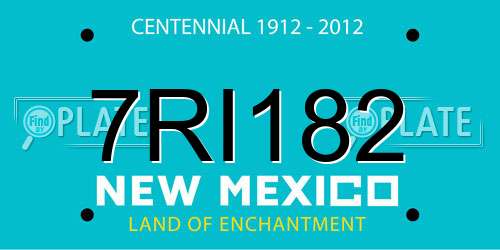 7RI182 New Mexico License Plate