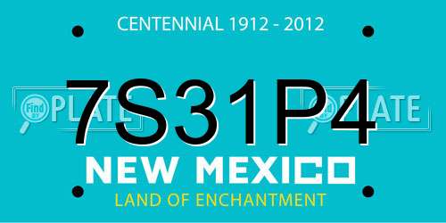 7S31P4 New Mexico License Plate