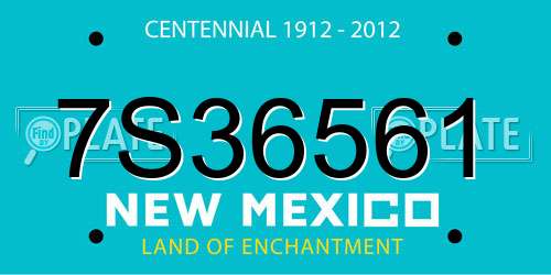 7S36561 New Mexico License Plate