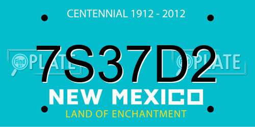 7S37D2 New Mexico License Plate
