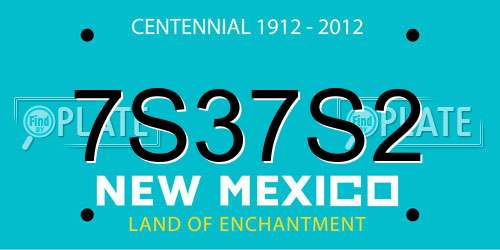 7S37S2 New Mexico License Plate